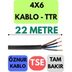 Öznur 4x6 Ttr Kablo Metre Seçenekli (Siyah) - 22 METRE