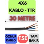 Öznur 4x6 Ttr Kablo Metre Seçenekli (Siyah) - 30 METRE