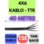 Öznur 4x6 Ttr Kablo Metre Seçenekli (Siyah) - 40 METRE