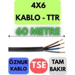 Öznur 4x6 Ttr Kablo Metre Seçenekli (Siyah) - 60 METRE