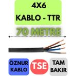 Öznur 4x6 Ttr Kablo Metre Seçenekli (Siyah) - 70 METRE