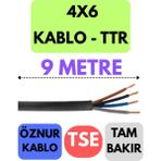 Öznur 4x6 Ttr Kablo Metre Seçenekli (Siyah) - 9 METRE
