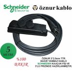 Öznur 5 Metre 3*2.5mm Ttr Bakır Kablo - Schneider 3lü Kacuk Priz ve Fişden Hazırlanmıştır - Siyah