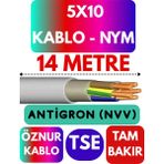 Öznur 5X10 Antigron (Nym) Kablo (Gri) Metre Seçenekli - 14 METRE