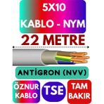 Öznur 5X10 Antigron (Nym) Kablo (Gri) Metre Seçenekli - 22 METRE