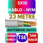 Öznur 5X10 Antigron (Nym) Kablo (Gri) Metre Seçenekli - 23 METRE