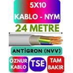 Öznur 5X10 Antigron (Nym) Kablo (Gri) Metre Seçenekli - 24 METRE
