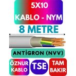 Öznur 5X10 Antigron (Nym) Kablo (Gri) Metre Seçenekli - 8 METRE