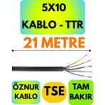 Öznur 5X10 Ttr Kablo (Siyah) Metre Seçenekli - 21 METRE