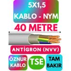 Öznur 5x1,5 Antigron (Nym) Kablo (Gri) Metre Seçenekli - 40 METRE