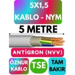 Öznur 5x1,5 Antigron (Nym) Kablo (Gri) Metre Seçenekli - 5 METRE
