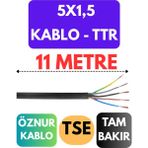 Öznur 5x1,5 Ttr Kablo Metre Seçenekli (Siyah) - 11 METRE
