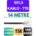 Öznur 5x1,5 Ttr Kablo Metre Seçenekli (Siyah) - 14 METRE
