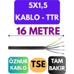 Öznur 5x1,5 Ttr Kablo Metre Seçenekli (Siyah) - 16 METRE