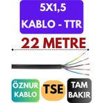 Öznur 5x1,5 Ttr Kablo Metre Seçenekli (Siyah) - 22 METRE