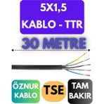 Öznur 5x1,5 Ttr Kablo Metre Seçenekli (Siyah) - 30 METRE