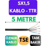 Öznur 5x1,5 Ttr Kablo Metre Seçenekli (Siyah) - 5 METRE