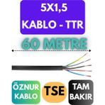 Öznur 5x1,5 Ttr Kablo Metre Seçenekli (Siyah) - 60 METRE
