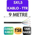 Öznur 5x1,5 Ttr Kablo Metre Seçenekli (Siyah) - 9 METRE
