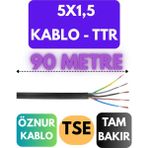 Öznur 5x1,5 Ttr Kablo Metre Seçenekli (Siyah) - 90 METRE