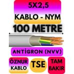 Öznur 5x2,5 Antigron (Nym) Kablo (Gri) Metre Seçenekli - 100 METRE