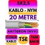 Öznur 5x2,5 Antigron (Nym) Kablo (Gri) Metre Seçenekli - 20 METRE