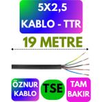 Öznur 5x2,5 Ttr Kablo (Siyah) Metre Seçenekli - 19 METRE