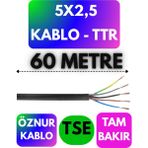 Öznur 5x2,5 Ttr Kablo (Siyah) Metre Seçenekli - 60 METRE