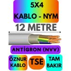 Öznur 5x4 Antigron (Nym) Kablo (Gri) Metre Seçenekli - 12 METRE