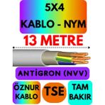 Öznur 5x4 Antigron (Nym) Kablo (Gri) Metre Seçenekli - 13 METRE