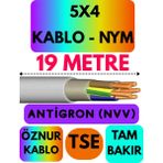 Öznur 5x4 Antigron (Nym) Kablo (Gri) Metre Seçenekli - 19 METRE