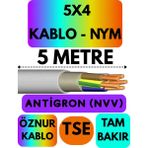 Öznur 5x4 Antigron (Nym) Kablo (Gri) Metre Seçenekli - 5 METRE