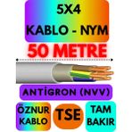 Öznur 5x4 Antigron (Nym) Kablo (Gri) Metre Seçenekli - 50 METRE