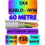 Öznur 5x4 Antigron (Nym) Kablo (Gri) Metre Seçenekli - 60 METRE