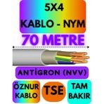 Öznur 5x4 Antigron (Nym) Kablo (Gri) Metre Seçenekli - 70 METRE
