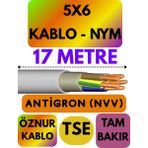 Öznur 5x6 Antigron (Nym) Kablo (Gri) Metre Seçenekli - 17 METRE
