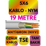 Öznur 5x6 Antigron (Nym) Kablo (Gri) Metre Seçenekli - 19 METRE