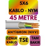 Öznur 5x6 Antigron (Nym) Kablo (Gri) Metre Seçenekli - 45 METRE