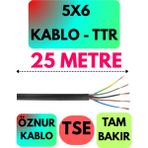 Öznur 5x6 Ttr Kablo (Siyah) Metre Seçenekli - 25 METRE