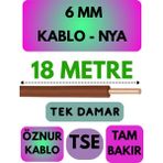 Öznur 6 mm Nya Kablo Metre Seçenekli (Kahverengi) - 18 METRE