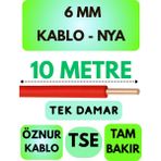Öznur 6 mm Nya Kablo Metre Seçenekli (Kırmızı) - 10 METRE