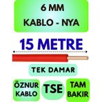 Öznur 6 mm Nya Kablo Metre Seçenekli (Kırmızı) - 15 METRE