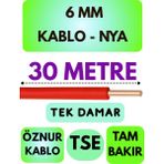 Öznur 6 mm Nya Kablo Metre Seçenekli (Kırmızı) - 30 METRE