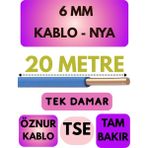 Öznur 6 mm Nya Kablo Metre Seçenekli (Mavi) - 20 METRE