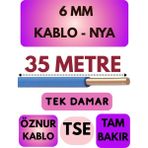 Öznur 6 mm Nya Kablo Metre Seçenekli (Mavi) - 35 METRE