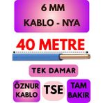 Öznur 6 mm Nya Kablo Metre Seçenekli (Mavi) - 40 METRE