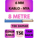 Öznur 6 mm Nya Kablo Metre Seçenekli (Mavi) - 8 METRE