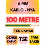 Öznur 6 mm Nya Kablo Metre Seçenekli (Sarı-Yeşil) - 100 METRE