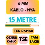 Öznur 6 mm Nya Kablo Metre Seçenekli (Sarı-Yeşil) - 15 METRE