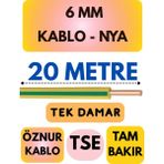 Öznur 6 mm Nya Kablo Metre Seçenekli (Sarı-Yeşil) - 20 METRE
